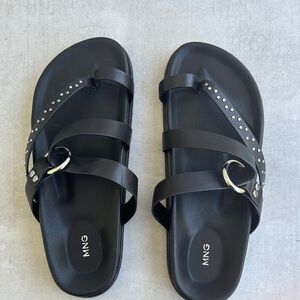 Mango Black Sandals with Double-Strap Design